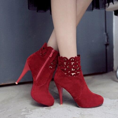 2020 new autumn and winter super high heels womens thin heels sexy hollow fashion boots
