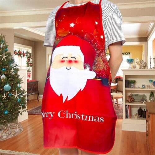 New Red Christmas Aprons Adult Santa Claus Aprons Women And Men Dinner Party Decor Home Kitchen Cooking Baking Cleaning Apron
