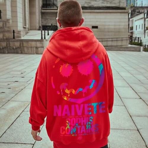 New style plus velvet padded hooded sweater neutral streetwear fashion hip-hop autumn and winter Harajuku mens oversized jacket