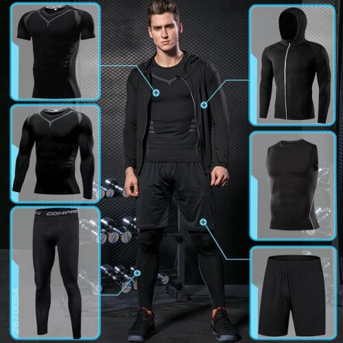 Gym Tight Mens Sportswear Compression Running Sport Set Basketball Sports Clothing Fitness Workout Tracksuit Breathable Jogging