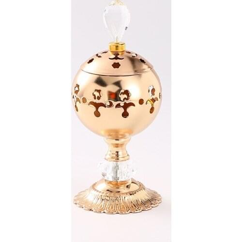 1pc Delicate Golden Metal Incense Burner Simple European Style Wrought Iron Candle Holder Decoration Home Decorative Ornament