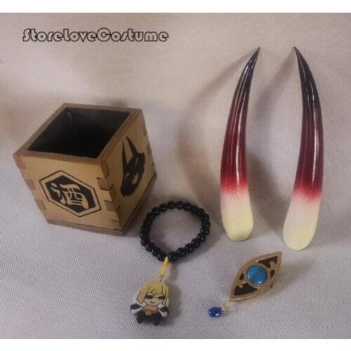 Fate grand order Shuten douji Cosplay horns hairpin box bracelet Hand-Making