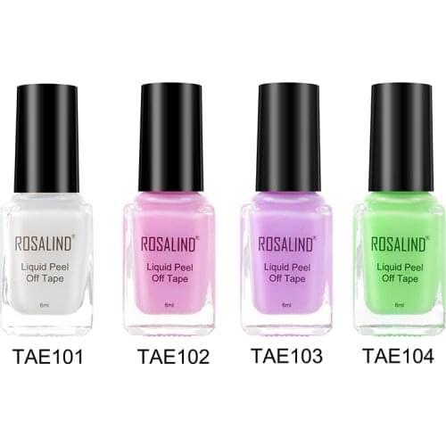 ROSALIND Nail Primer Peel Off Tape 6ml 4 Colors Nail Gel Polish Nail Art Care Peel Off Base Coat All For Manicure Nail Art