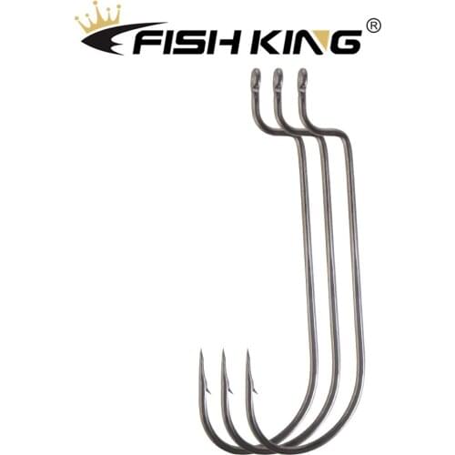 FISHING KING 10Pcs/Pack High Carbon Steel Fishing Hooks Sharpened Hook Tip Carp Jig With Ringed Sharp Barbed For Soft Bait Worms