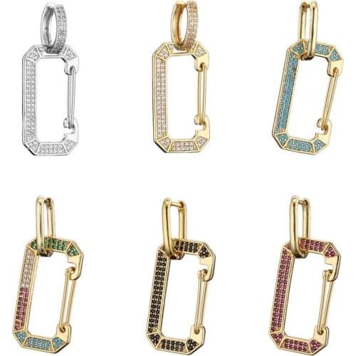 HECHENG ,1pc ,Colorful CZ hole Drop Earring, wholesale, for Women, Geometric Jewelry Accessories