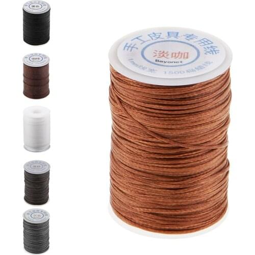 Sewing Braided Waxed Thread 1mm Leather Hand Stitching DIY Crafts String Cord (6 Colors Can be Choose)