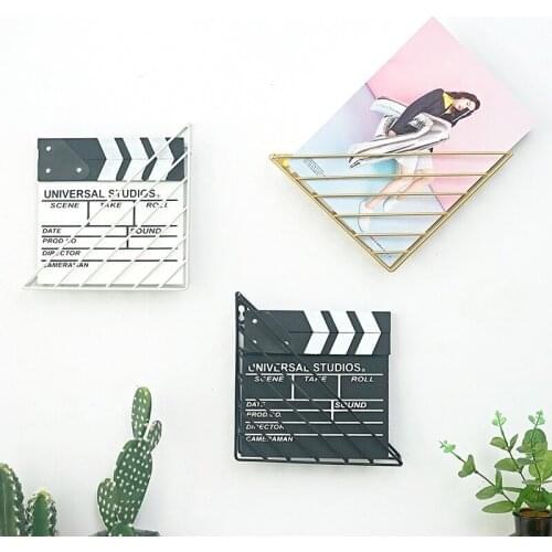 Nordic Geometric Iron Magazine Storage Rack Wall Basket Home Organizer Decor New