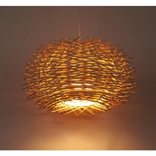 Nordic Creative Wood Pendant Light Handmade suspension light bird nest shape hanging Lamp luminaire suspension Industrial lamp
