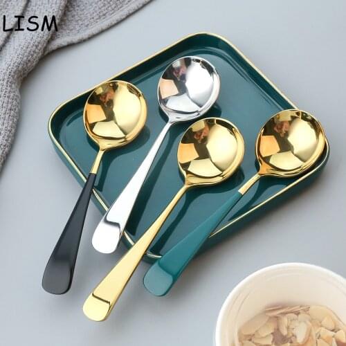 4PCS Stainless Steel Western Dinner Spoon Gold Silver Coffee Spoon With Long Handle Ice Cream Mixing Tea Dessert Spoon Tableware