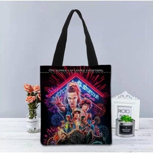Stranger Thing Handbag Foldable Shopping Bag Reusable Eco Large Unisex Canvas Fabric Shoulder Bags Tote Grocery Cloth Pouch 1208
