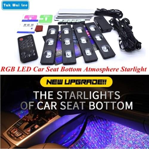 Tak Wai Lee 4Pcs/Set USB LED Car Seat Bottom Atmosphere Starlight RGB Strip Light Styling Breat Voice Remote CTRL Interior Lamp