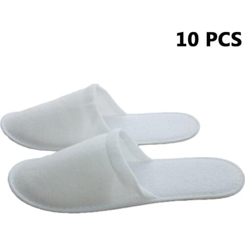 1/10PCS Unisex Home Guest Hotel Slipper Travel White Cotton Portable Disposable Slippers Salon Spa Indoor Non-slip Adult Slipper