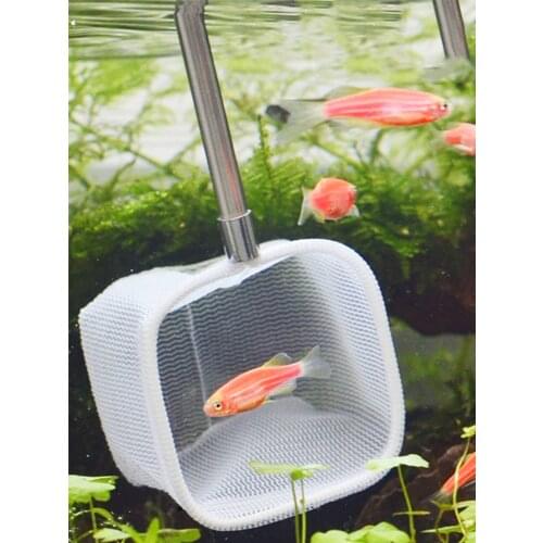 Retractable 3D Aquarium Fish Tank Catch Net Stainless Steel Rod Fishing Round Square Pocket Shrimp Catching Nets 18-53CM New