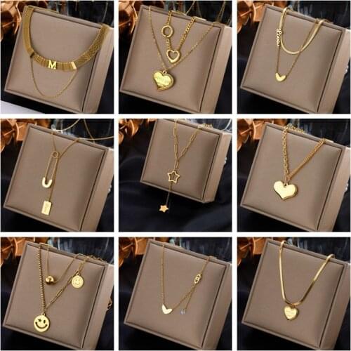 XIYANIKE 316L Stainless Steel Gold Color Multi-layer Geometric Necklaces For Women 2021 New Fashion Party Jewelry collares para