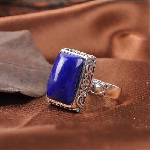 Can Tong Lapis factory direct supply of the original family name wind natural Lapis Thai silver inlaid jewelry ring