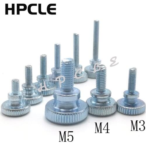 10PCS M3 M4 M5 Knurling Flat high Head Knurled Thumb Screw Hand Tighten Computer Screws carbon steel with znic