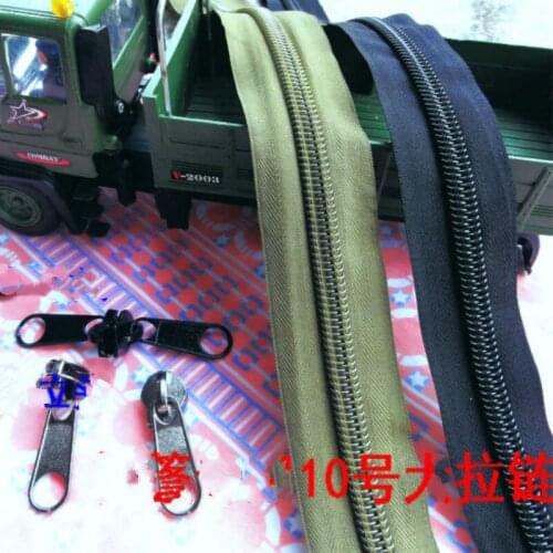 12m/lot Continuous Oversize Plastic Nylon Zipper Tape Black/white/army Green for outdoor Bag Tent Sewing Accessories Wholesale
