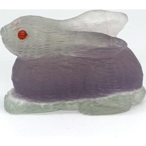 2.5" Rabbit hare Fluorite Figurine Crystal Healing Reiki Home Office Dector 891