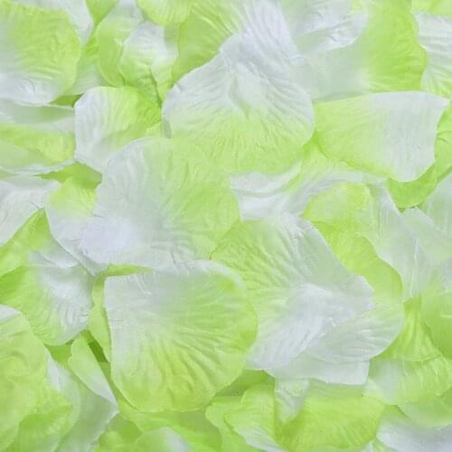2000pcs/Lot Green With White Silk Rose Petals Artificial Flower For Wedding Table Decorations Event Party Supplies Petals