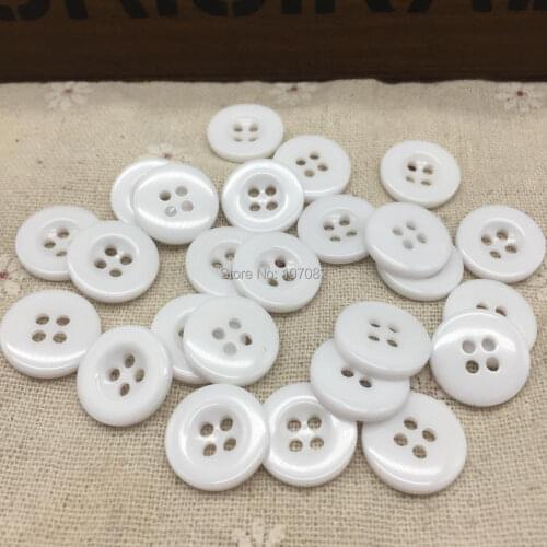 300pcs 15mm Resin White Buttons Round 4 Holes Sewing Shirt Clothing Accessories