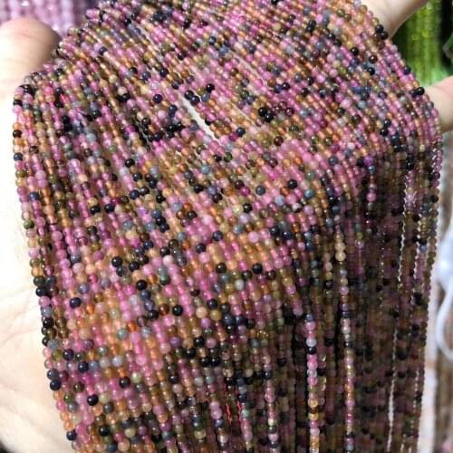 Natural Stone Beads Rainbow Tourmaline Loose Beads Charms For DIY Necklace Bracelet Sewing Craft Jewelry Accessory Making