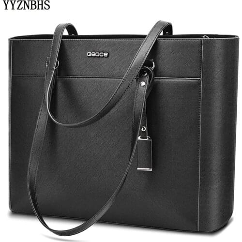 Business Bag For Women Office 15.6 Inch Waterproof Leather Briefcase Women Big Handbags Luxury Designer Fashion Brand Tote Bag