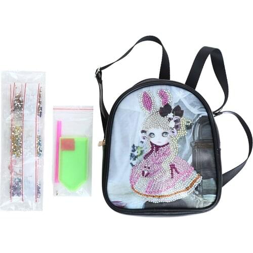 DIY Cartoon Cute Doll Diamond Painting Girl Students Backpack Children School Bags Shoulders Bag Art Student Pack