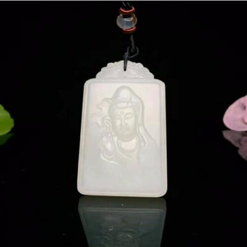 H48#Exquisite Hetian Jade Guanyin Pendant