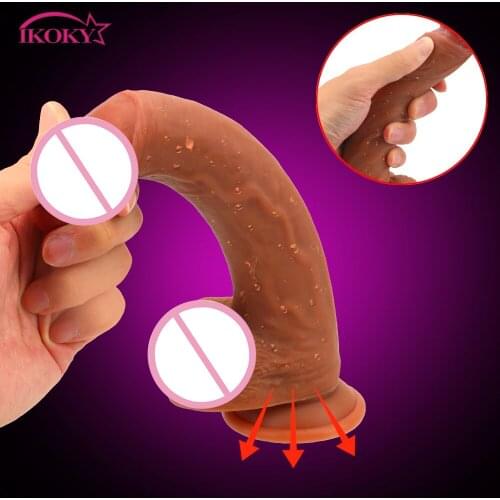 IKOKY Super Huge Big Penis With Suction Cup Sex Toys for Women Liquid Strapon Female Masturbation Skin feeling Realistic Dildo