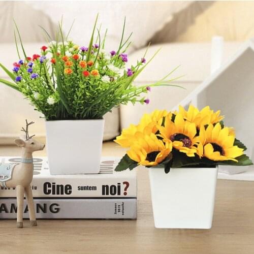 Simulation Flower Living Room Decoration Plastic Bouquet Decorative False Flower Potted Ornaments Home Decor Small Green Plants