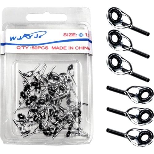 50pcs/set 1mm 1.5mm 2mm Fishing Rod Tip Tops Repair Kit Silver Stainless Steel & Ceramic Eye Ring Fishing Pole Guides Tip Tops