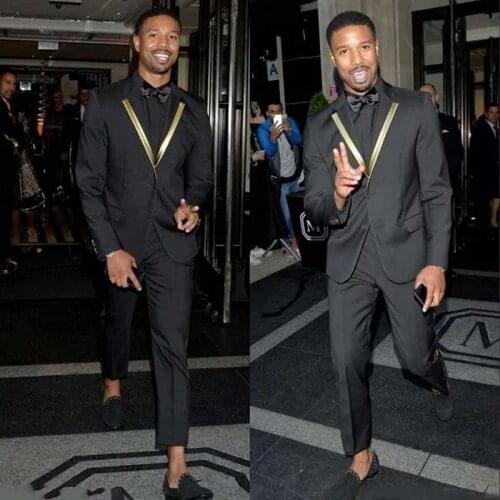 Black Men Suits for Ceremony Custom Made Costume Homme Groomsmen Blazer Prom Party Slim Fit Terno Masculino 2Piece Coat Pants