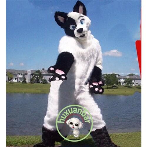 Halloween Black White Husky Dog Fox Mascot Costume Suits Cosplay Party Game Dress Outfits Clothing Advertising Carnival Adults