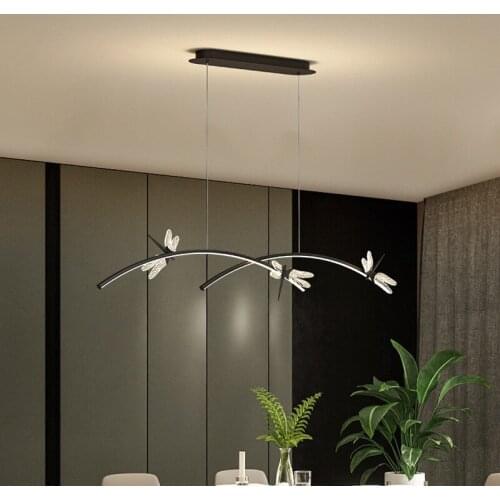 Creative Dragonfly Pendant Lights Modern Living Room Decor Chandeliers Nordic Bar Coffee Restaurant Light LED Long Hanging Lamps