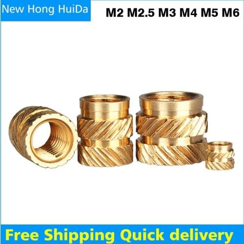 Brass Hot Melt Inset Nuts Knurled Injection Heating Molding Nut M2 M2.5 M3 M4 M5 M6
