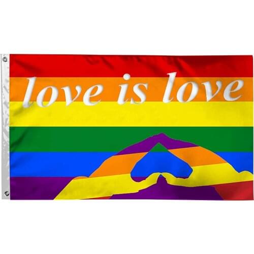 LGBT Rainbow Flag Pride - Love is Love Transgender Asexual Bisexual Pansexual Lesbian Flag Polyester with Brass Grommets 3x5 Ft