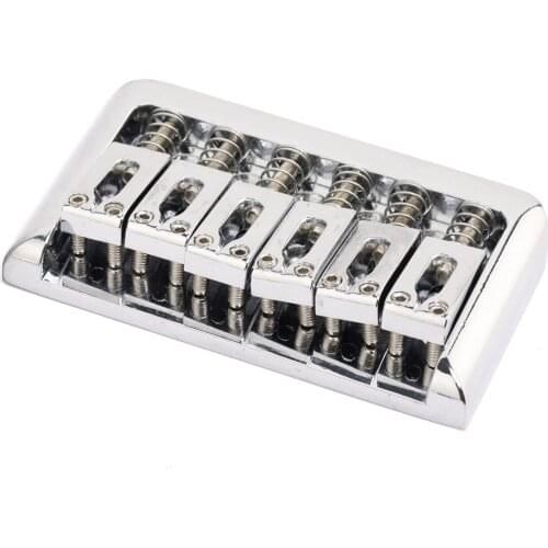 Musiclily Edged 6-String Non Tremolo Guitar Hardtail Bridge, Chrome
