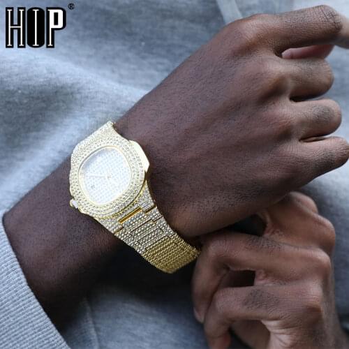 Hip Hop Men Iced Out Watches Luxury Date Quartz Wrist Watches With Micropave CZ Watch For Women Men Jewelry