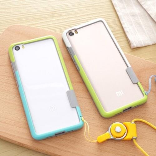 Soft Skin case bumper for xiaomi mi 5 case TPU Silicone Anti-Knock phone bumper case frame for xiaomi mi5 M5 With lanyard CAPA