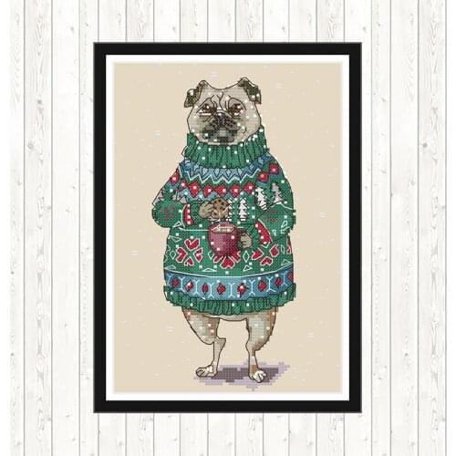 Cross Stitch Kits Embroidery Needlework Set 14CT Dog Animal Aida Printed Canvas Chinese DIY Hand Crafts DMC Counted Cross Stitch