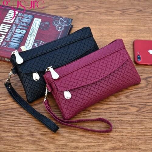 Gusure New Fashion Women Wallets Brand Plaid Designer Long Wallet Purse Fresh PU Leather Female Clutch Card Holder Cartera Mujer
