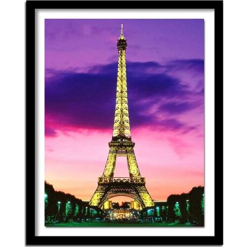 5D DIY Diamond Painting Cross Stitch Paris Iron Tower Crystal Diamond Embroidery Needlework Full Square Diamond Set Decorative