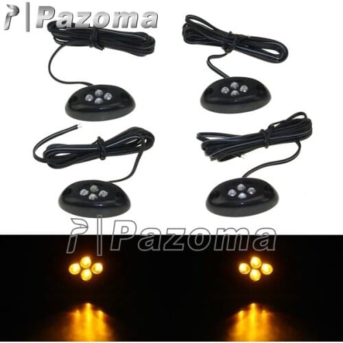 PAZOMA Supermoto Motorbike Oval 4PCS Black Motorcycle Running Light Amber 4 LED Flush For Ducati Multistrada 620