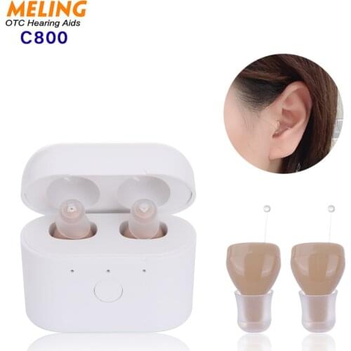 C800 Rechargeable Wireless Invisible Hearing Amplifier Aid for Adults Seniors, Magnetic Contact Charging Box, Mini Amplifier