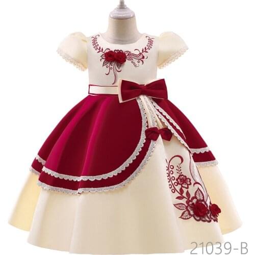 Girl Dress Birthday Party Wedding Ball Gown Tutu Princess Dress Kids Stitching Color Teenager Prom Clothing Girls Bow Dresses