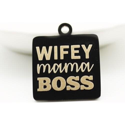 20pcs Wifey Mama Boss Charms Stainless Steel Pendant Wife Boss Charm DIY Handmade Accessories