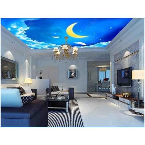 Custom zenith mural 3d ceiling murals wallpaper for walls 3 d Dreamy sky moon, starry sky, ceiling zenith mural wall papers