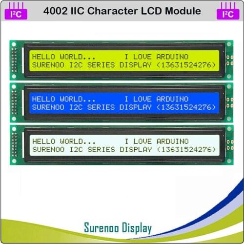 Serial IIC / I2C / TWI 4002 402 40*2 Character LCD Module Display Yellow Green Blue with Backlight for Arduino