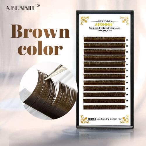 Faux Mink Eyelash Extension Individual Extension False Eyelashes Dark Brown Mink Hair Individual Lashes 16 Rows 1 Case ABONNIE