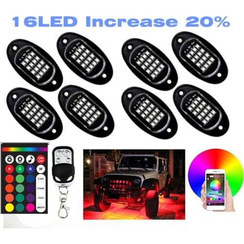 RGB LED Rock Light with Bluetooth Controller Car Under-body Lamp Waterproof Atmosphere Lamp for Auto